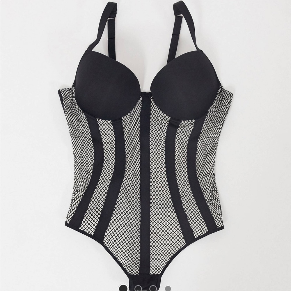 asos curve black body suit
